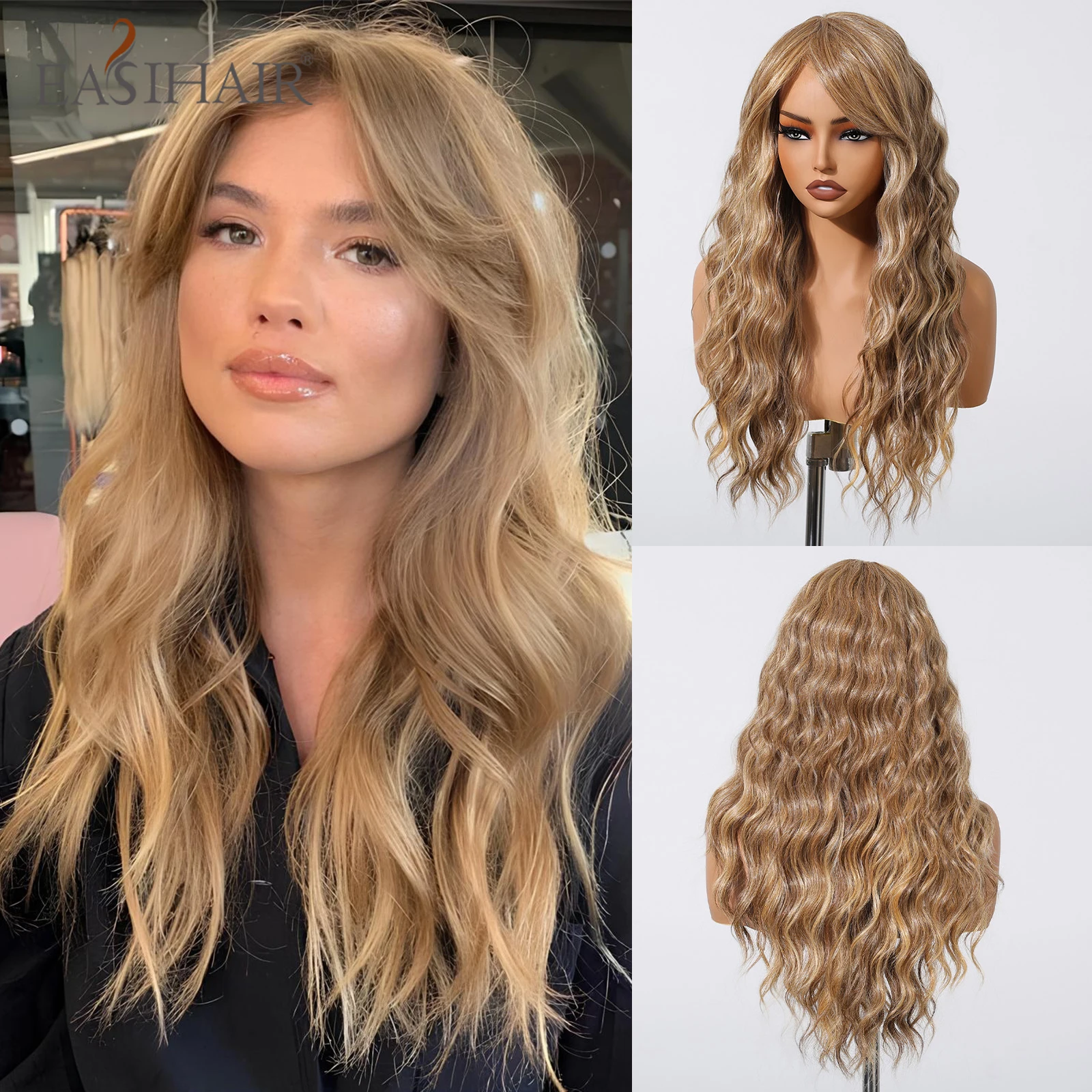 EASIHAIR Long Blonde Synthetic Wigs Light Brown Blonde Highlights Wavy Curly Wigs With Bangs Women‘s Hair Side Part Daily Party
EASIHAIR Long Blonde Synthetic Wigs Light Brown Blonde Highlights Wavy Curly Wigs With Bangs Women‘s Hair Side Part Daily Party