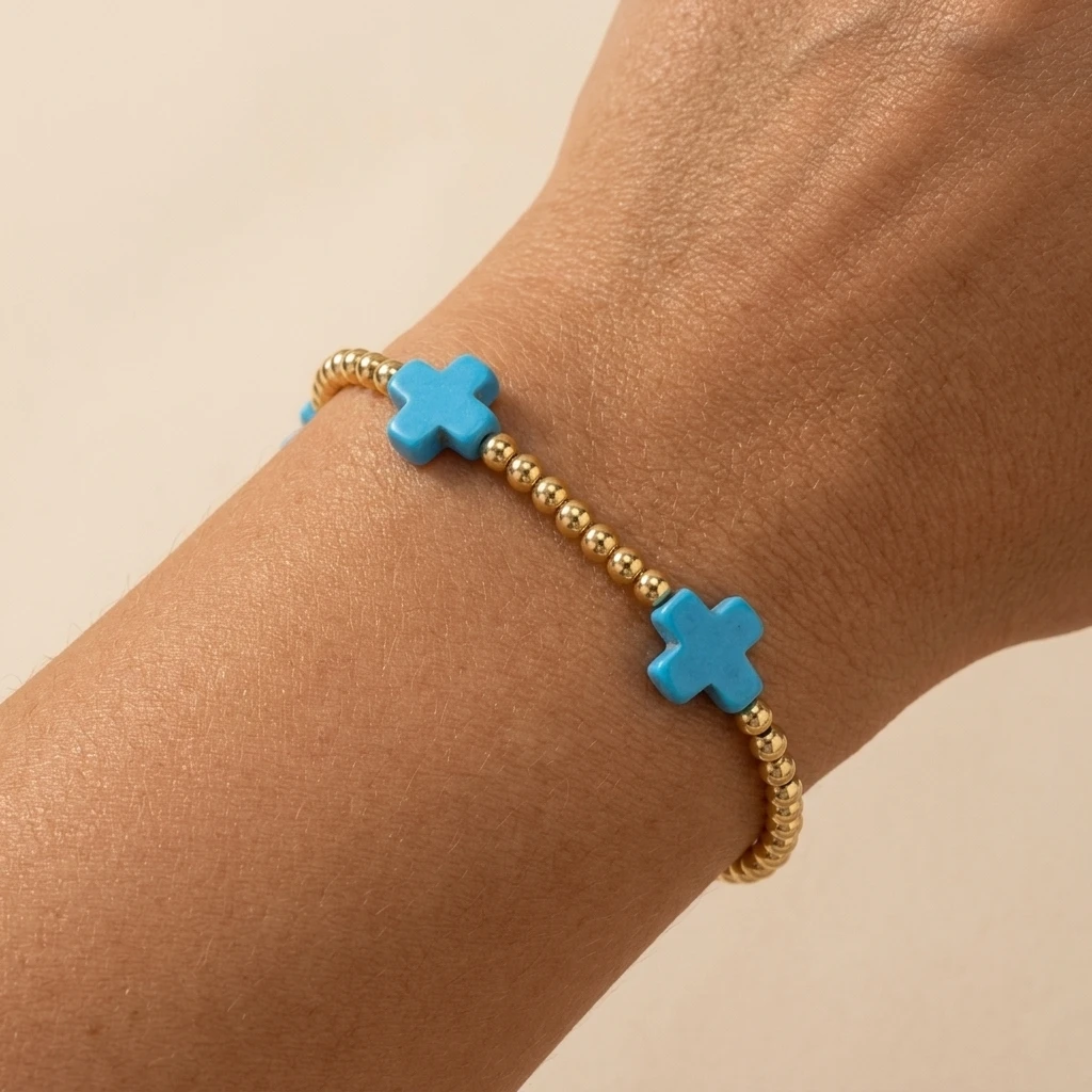 1PCS Bohemian Style Handmade Cross Copper Bead Elastic Rope Bracelet Unisex Jewelry Accessory
1PCS Bohemian Style Handmade Cross Copper Bead Elastic Rope Bracelet Unisex Jewelry Accessory