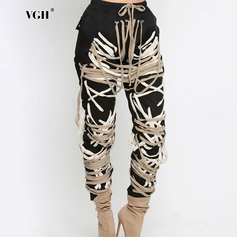 VGH 2025 Spring Patchwork Bandage Straight Trousers for Women High Waist Spliced Drawstring Streetwear Pant Female Fashion Style
VGH 2025 Spring Patchwork Bandage Straight Trousers for Women High Waist Spliced Drawstring Streetwear Pant Female Fashion Style