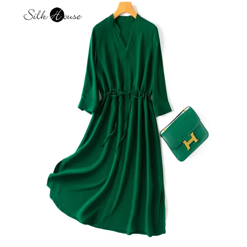 2024 Spring New 26MM Heavy-weight Elastic Heavy-wrinkled Silk V-neck Medium Sleeve Loose Straight Lace-up Silk Women's Dress
2024 Spring New 26MM Heavy-weight Elastic Heavy-wrinkled Silk V-neck Medium Sleeve Loose Straight Lace-up Silk Women's Dress