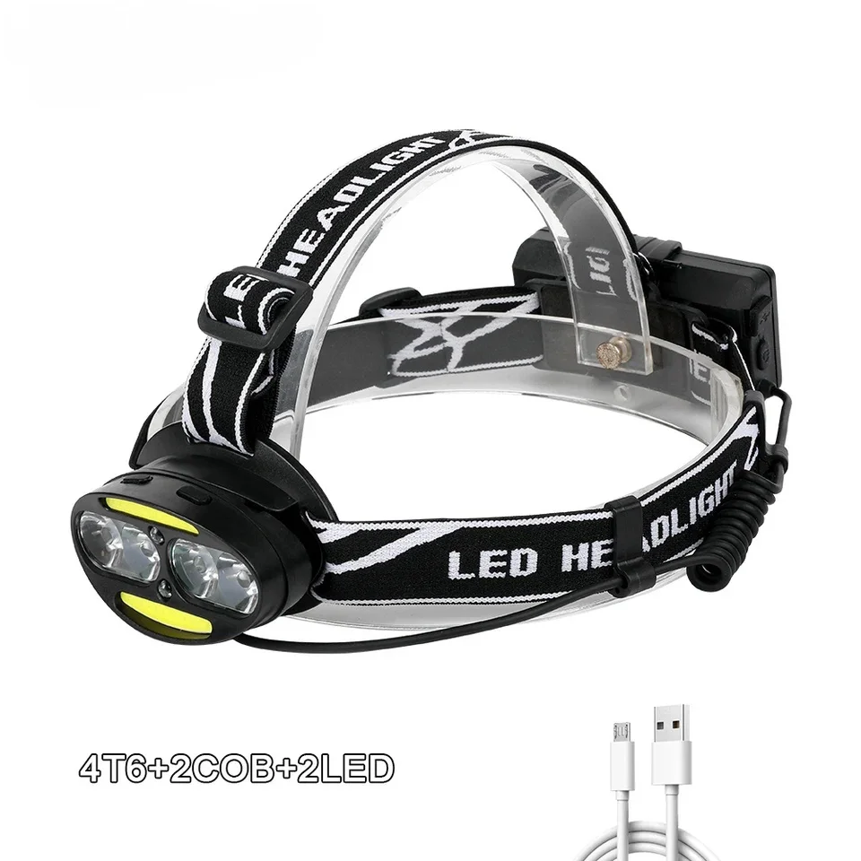 2026 Налобный фонарь Мощный USB-налобный фонарь 4 * светодиодный + 2 * COB + 2 * красный светодиодный налобный фонарь Фонарик для рыбалки, кемпинга, охоты
2026 Налобный фонарь Мощный USB-налобный фонарь 4 * светодиодный + 2 * COB + 2 * красный светодиодный налобный фонарь Фонарик для рыбалки, кемпинга, охоты