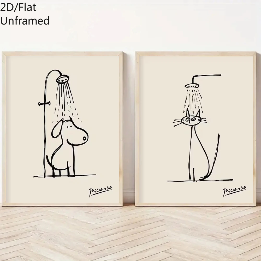 2pcs/set Funny Black Cat & Dog Shower Canvas Poster Minimalist Line Bathroom Wall Art Print for Modern Nursery Toilet Home Decor
2pcs/set Funny Black Cat & Dog Shower Canvas Poster Minimalist Line Bathroom Wall Art Print for Modern Nursery Toilet Home Decor