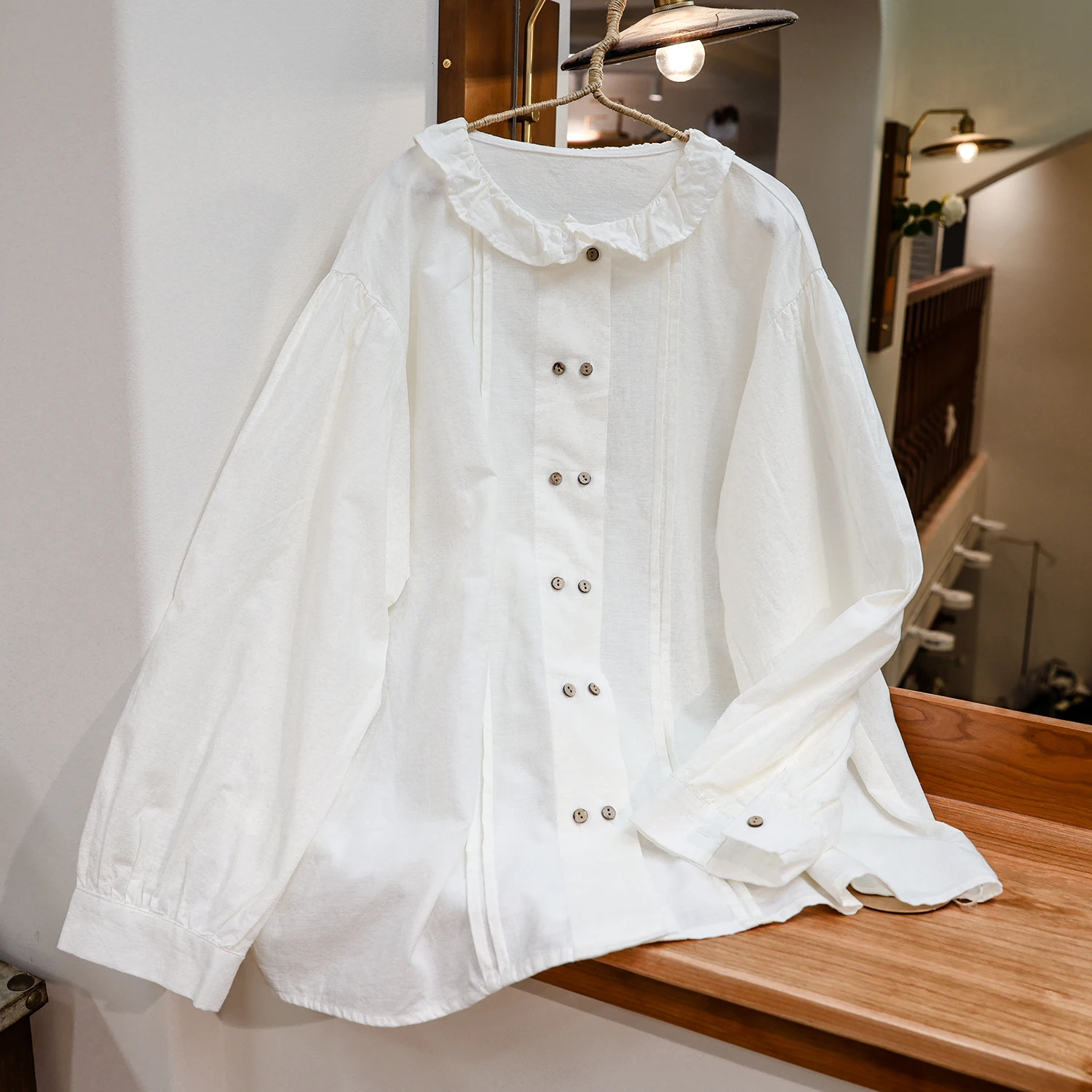 Original Cotton Linen Women's Shirt Artistic Design Double Button Stand Collar Comfortable Breathable Long Sleeve Commute Style
Original Cotton Linen Women's Shirt Artistic Design Double Button Stand Collar Comfortable Breathable Long Sleeve Commute Style