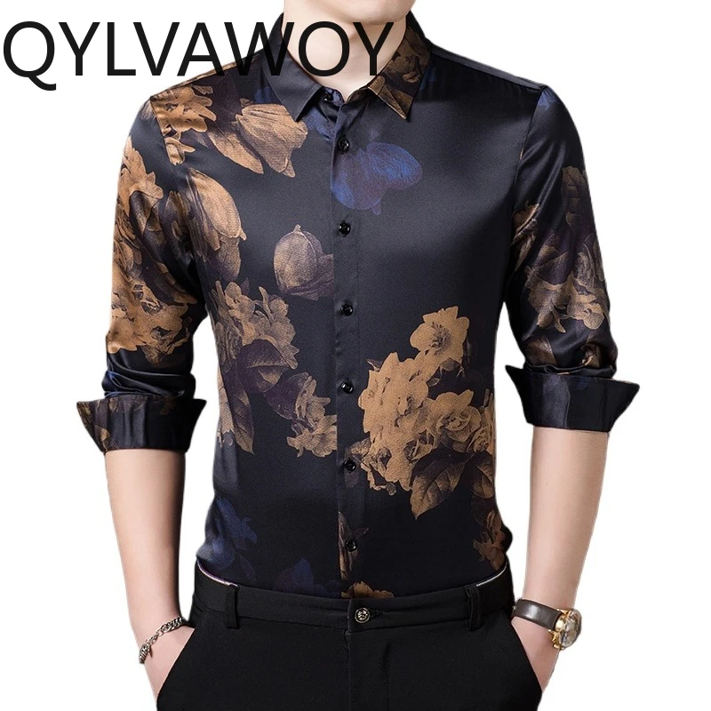 QYLVAWOY 92.4% Mulberry Silk Men's Shirts Long Sleeves Shirt Spring Autumn Shirts for Man High-end Man Clothing Printed Shirts
QYLVAWOY 92.4% Mulberry Silk Men's Shirts Long Sleeves Shirt Spring Autumn Shirts for Man High-end Man Clothing Printed Shirts