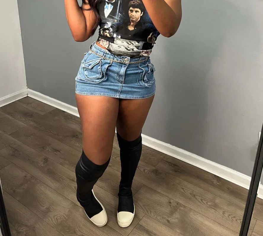 Sexy Girl Slim Denim Skirt Wrap Nightclub Skirt for Women Personalized High Street Style Female Fashion Utility Skirts
Sexy Girl Slim Denim Skirt Wrap Nightclub Skirt for Women Personalized High Street Style Female Fashion Utility Skirts