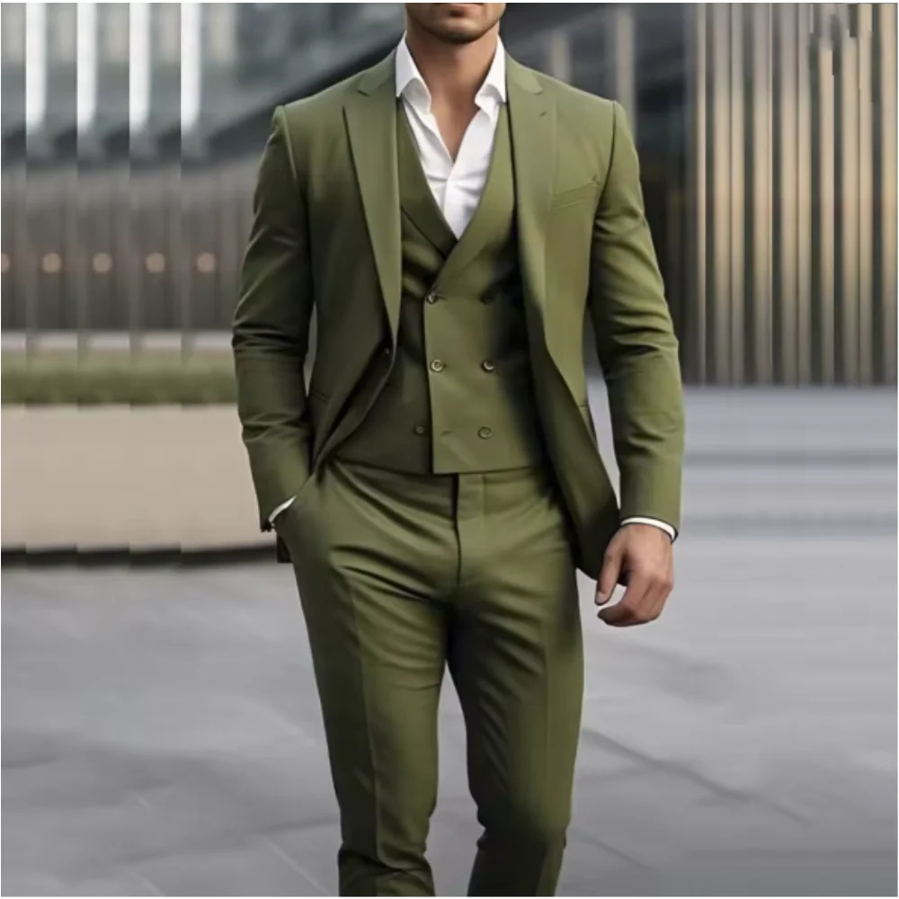 Green Men's Suits Slim Fit 3 Piece Jacket Pant Vest Single Breasted Notch Lapel Formal Male Clothing Custom Business Costumes
Green Men's Suits Slim Fit 3 Piece Jacket Pant Vest Single Breasted Notch Lapel Formal Male Clothing Custom Business Costumes