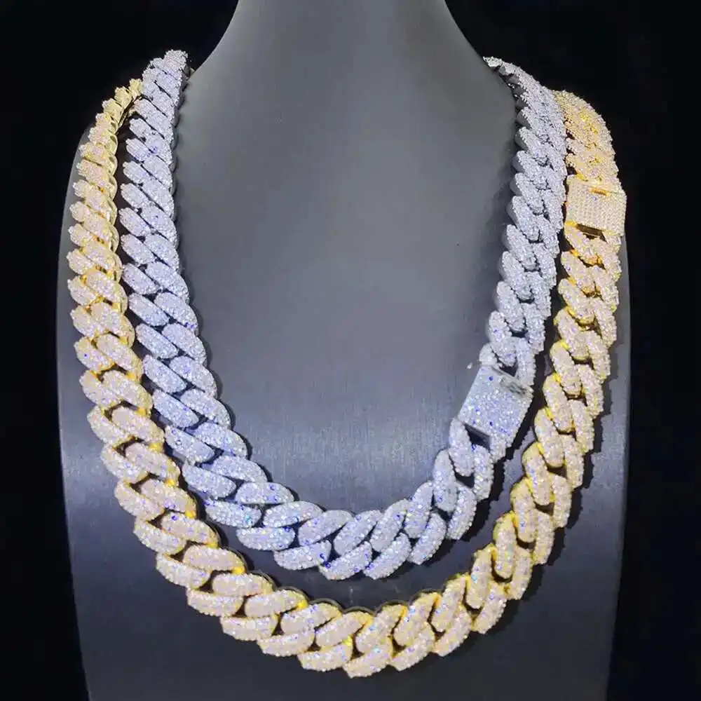 Iced Out 20 Width 925 Sterling Silver Men Chains Diamond Vvs Three Rows Moissanite Miani Cuban Link Chain
Iced Out 20 Width 925 Sterling Silver Men Chains Diamond Vvs Three Rows Moissanite Miani Cuban Link Chain