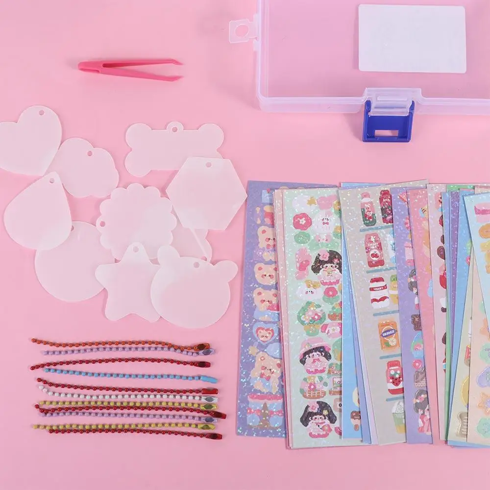 Full Set Scrapbooking Hand Account Material DIY Keyring DIY Handbook Material Sticker DIY Keychain Making Kit Guka Sticker Set