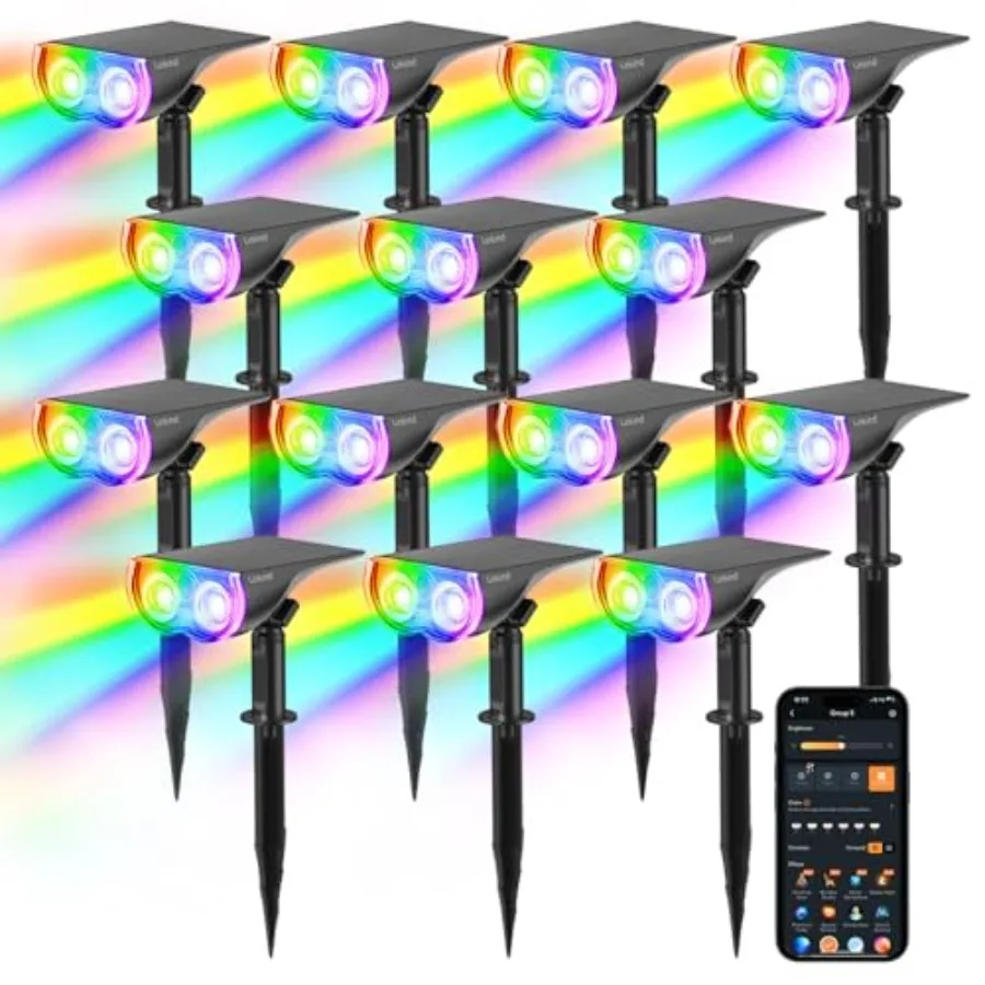 Smart Solar Spot Lights Outdoor SL5C, Solar Lights Outdoor Spotlight Cool/Warm White/Color Changing, APP/Voice Control IP67 Lan
Smart Solar Spot Lights Outdoor SL5C, Solar Lights Outdoor Spotlight Cool/Warm White/Color Changing, APP/Voice Control IP67 Lan