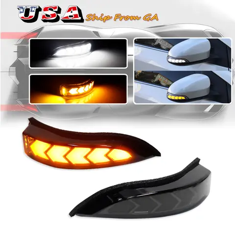 For Toyota Camry Corolla Avalon Yaris Prius C Venza Altis Vios Mirror Amber Dynamic Turn Signal Light ,White LED Parking/Driving