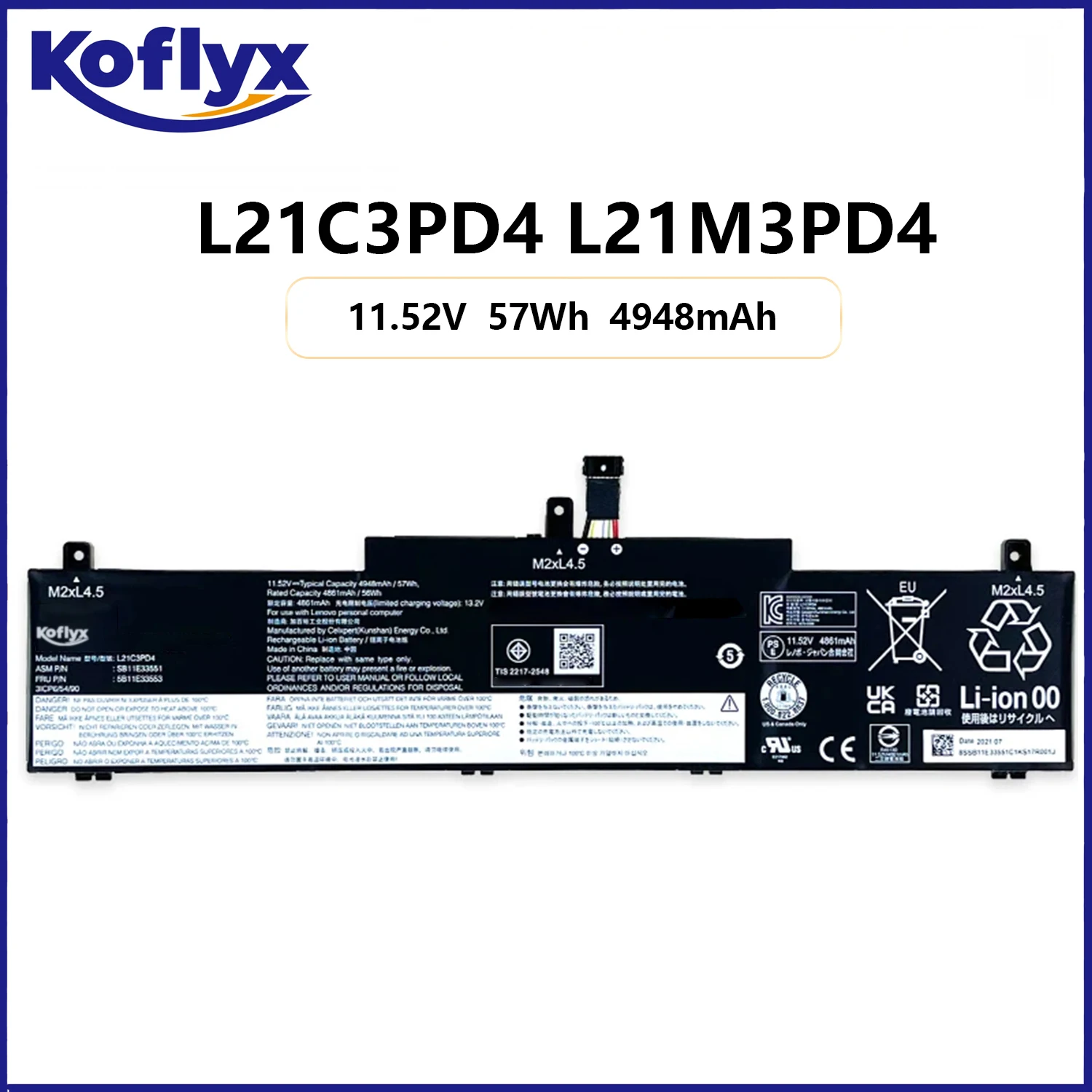 Новый аккумулятор Koflyx для ноутбука Lenovo ThinkPad T14p Gen1 T14 Gen 2 neo 14 Series L21C3PD4 L21L3PD4 L21M3PD4
Новый аккумулятор Koflyx для ноутбука Lenovo ThinkPad T14p Gen1 T14 Gen 2 neo 14 Series L21C3PD4 L21L3PD4 L21M3PD4