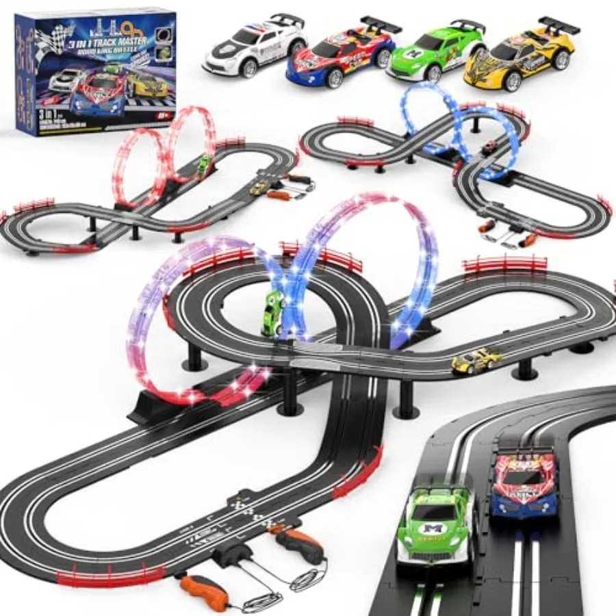 3 IN 1 Slot Car Race Track Sets for Indoor Racing Plastic Red/Black/Gray High-Speed Electric Tracks with Circular Overpass Flas
3 IN 1 Slot Car Race Track Sets for Indoor Racing Plastic Red/Black/Gray High-Speed Electric Tracks with Circular Overpass Flas