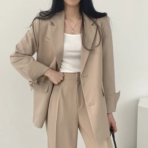 Spring 2025 Casual Boyfriend Sle Suit Jaet And High Waist Floor Length Pants Women's Faion Set Long Sve Button up
Spring 2025 Casual Boyfriend Sle Suit Jaet And High Waist Floor Length Pants Women's Faion Set Long Sve Button up