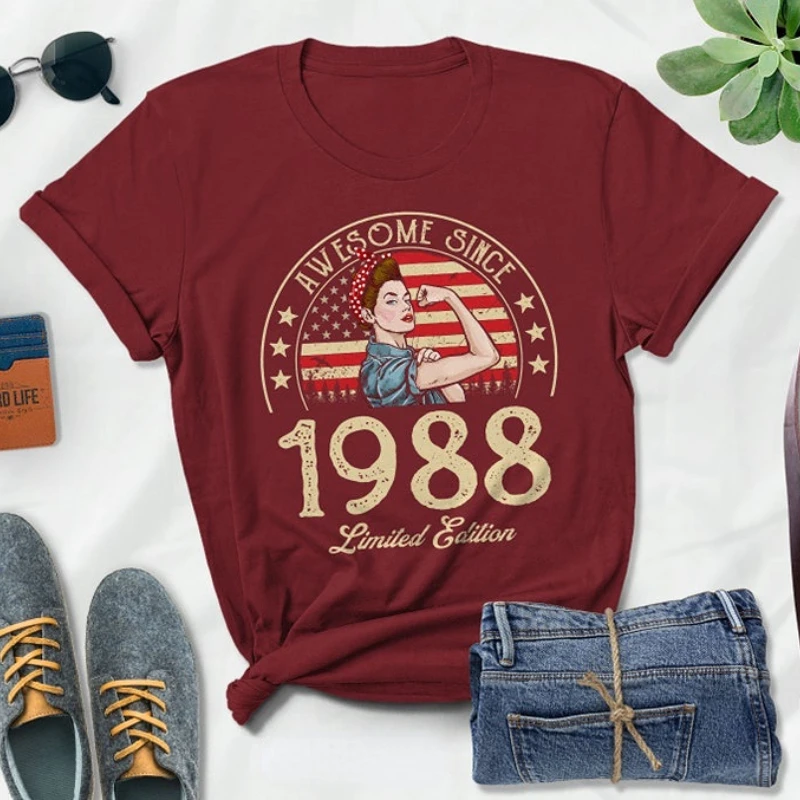 Come to my birthday party, My 1988 graphic t shirts. Vintage short sleeves 100% cotton shirts for women. Casual O-Neck tops.
Come to my birthday party, My 1988 graphic t shirts. Vintage short sleeves 100% cotton shirts for women. Casual O-Neck tops.