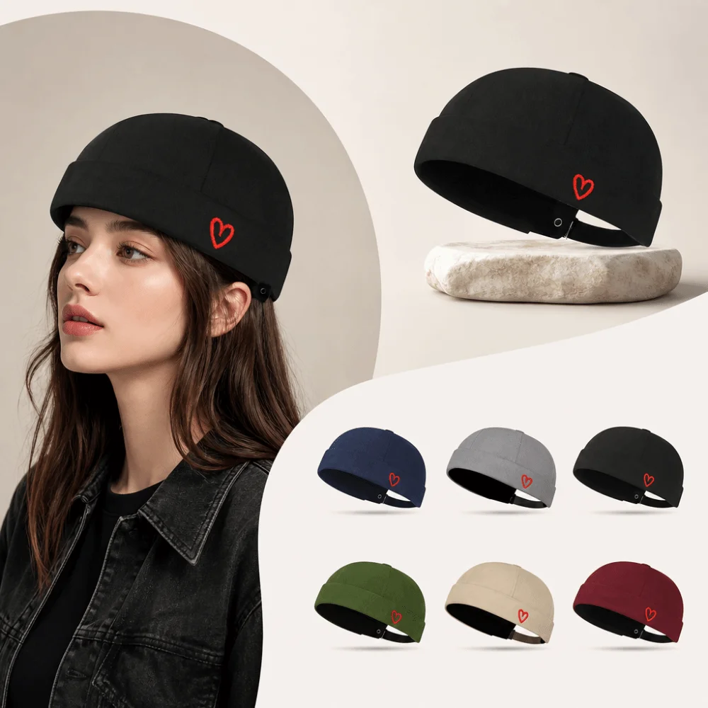 Basin Hat Embroidered Heart Brimless Hat Without Brim Adjustable Men's Landlord Hat Vintage Breathable Dome Melon Cap Camping
Basin Hat Embroidered Heart Brimless Hat Without Brim Adjustable Men's Landlord Hat Vintage Breathable Dome Melon Cap Camping