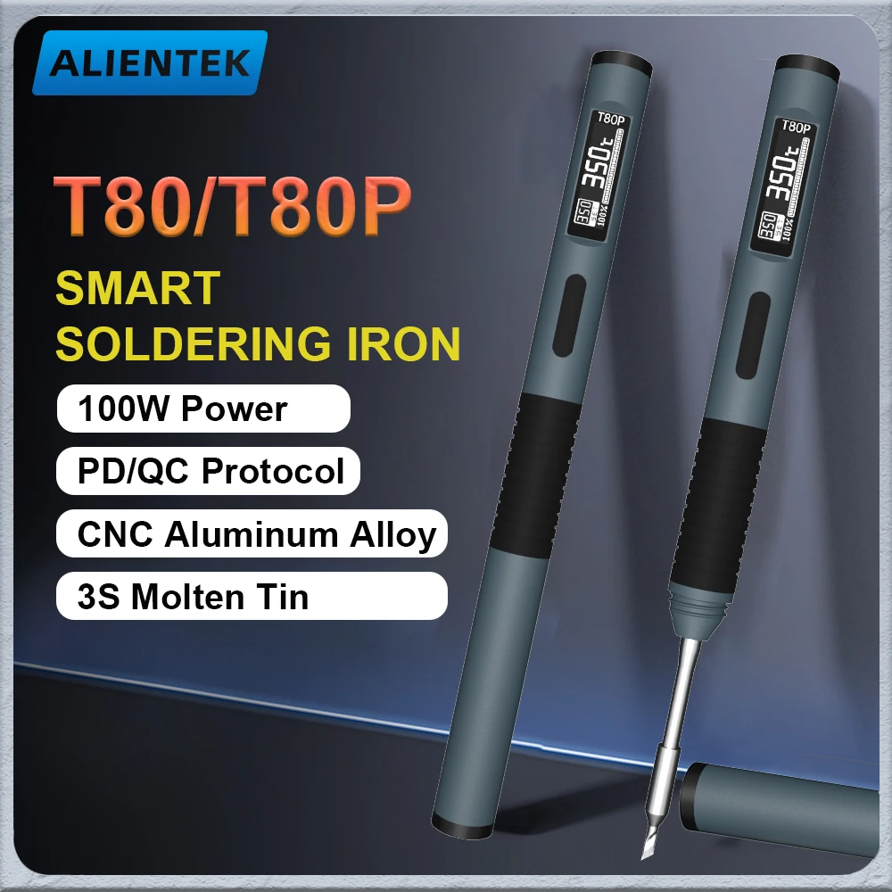 T80/T80P Soldering Iron 100W 80-450° Adjustable Constant Temperature Precision Welding Repair Tool T210/T245 KU Tip
T80/T80P Soldering Iron 100W 80-450° Adjustable Constant Temperature Precision Welding Repair Tool T210/T245 KU Tip