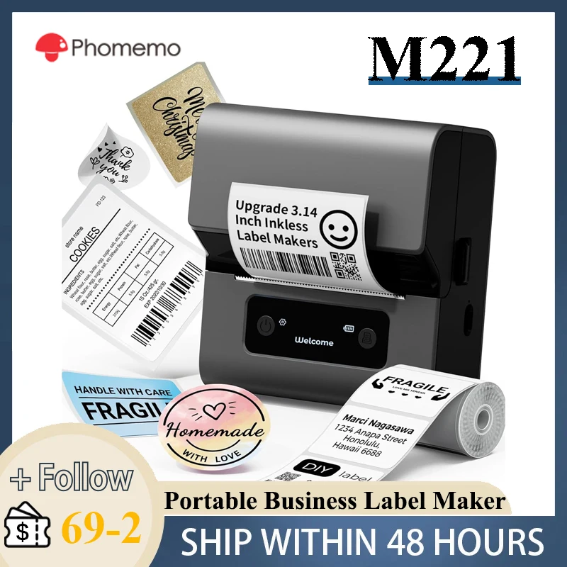 Phomemo M221 Bluetooth Portable Thermal Business Label Maker Magic Cube Printer Thermal Printing Technology for Small Business
Phomemo M221 Bluetooth Portable Thermal Business Label Maker Magic Cube Printer Thermal Printing Technology for Small Business