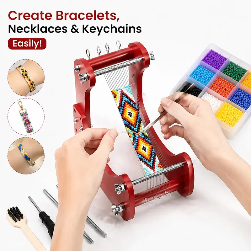 Rolinb Bead Loom Kit Adjustable Standing DIY Beading Weaving Loom for Seed Beads Ergonomic for Bracelets Necklaces Keychains
Rolinb Bead Loom Kit Adjustable Standing DIY Beading Weaving Loom for Seed Beads Ergonomic for Bracelets Necklaces Keychains