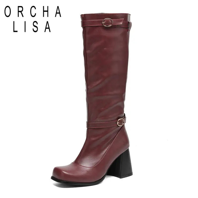 ORCHA LISA Fashion Female Knee High Boots Square Toe Chunky Heels 8cm Slip On Belt Buckles Large Size 42 43 44 Dating Sexy Bota
ORCHA LISA Fashion Female Knee High Boots Square Toe Chunky Heels 8cm Slip On Belt Buckles Large Size 42 43 44 Dating Sexy Bota