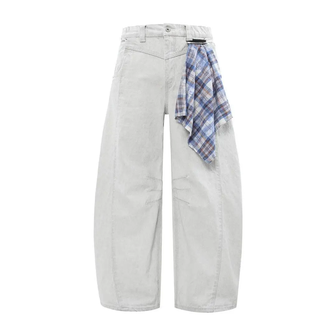 Washed Khaki White American Retro Summer Design Machete Jeans Men Women Make Old Loose Drape Sickle Pants
Washed Khaki White American Retro Summer Design Machete Jeans Men Women Make Old Loose Drape Sickle Pants
