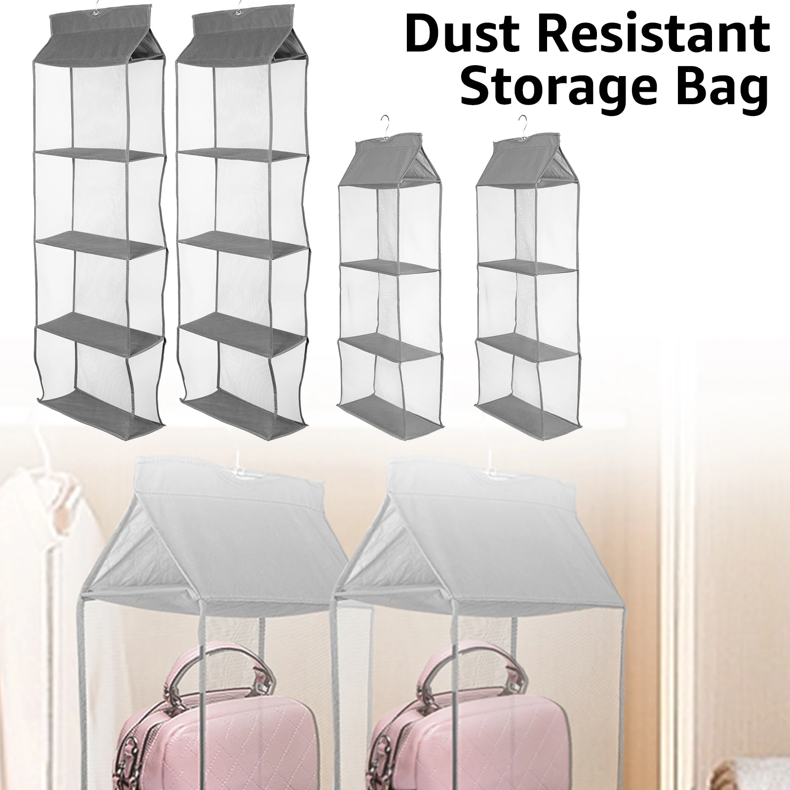 2 Pack Hanging Purse Organizer Handbag for Closet Visible Handbag Organizer with 3/4 Pockets Hanging Shelf Bag with Metal Hook
2 Pack Hanging Purse Organizer Handbag for Closet Visible Handbag Organizer with 3/4 Pockets Hanging Shelf Bag with Metal Hook