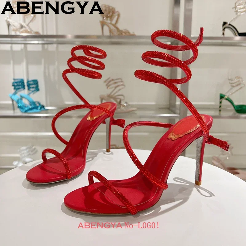 Rhinestone Strap Coiled High Heel Sandals Woman Summer Sexy Crystal Gladiator Sandals Bride's Backless Dress Party Shoes Women
Rhinestone Strap Coiled High Heel Sandals Woman Summer Sexy Crystal Gladiator Sandals Bride's Backless Dress Party Shoes Women