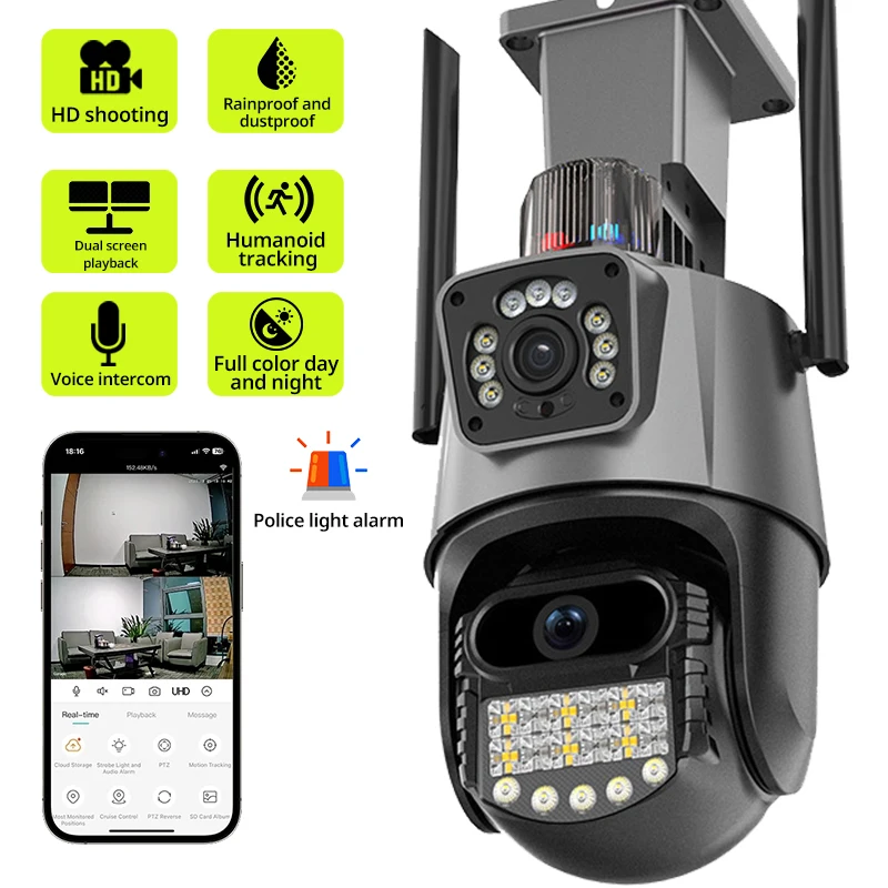 Dual Lens Dual Screen IP Camera 6MP Color Night Vision Auto Tracking Wifi Surveillance Camera Waterproof CCTV Security Camera
Dual Lens Dual Screen IP Camera 6MP Color Night Vision Auto Tracking Wifi Surveillance Camera Waterproof CCTV Security Camera