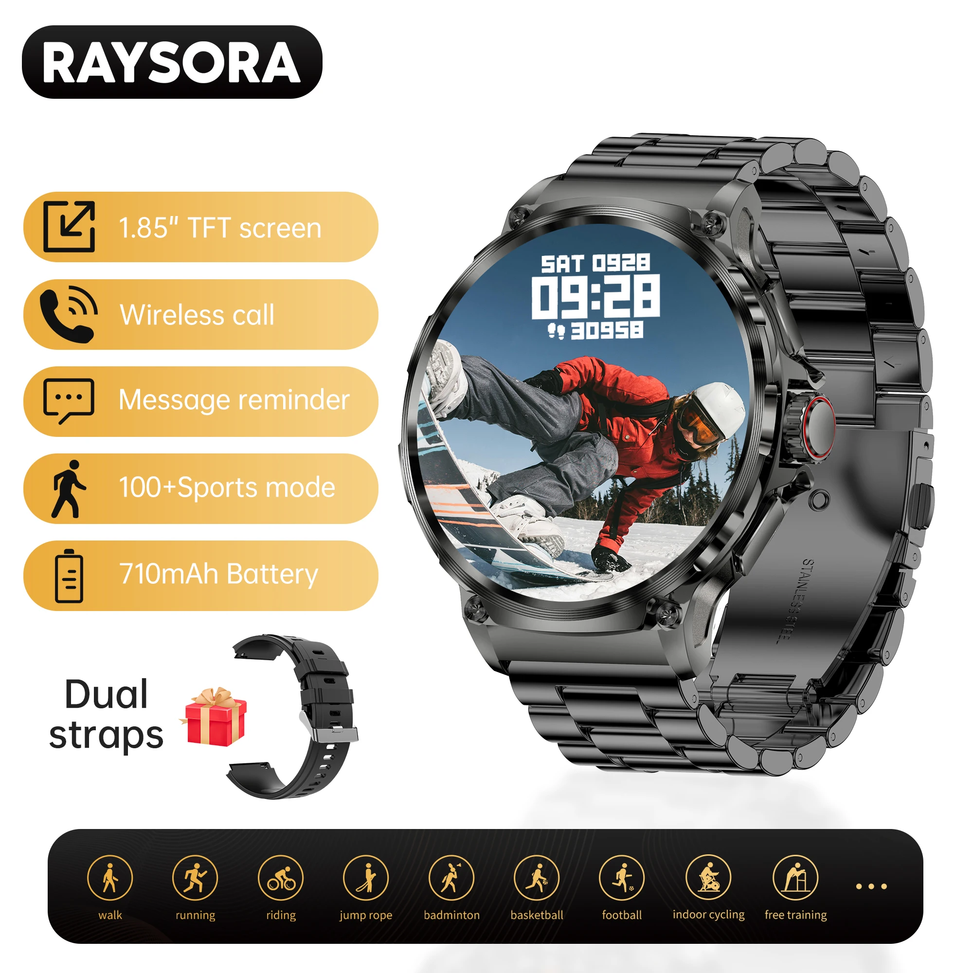 Мужские умные часы RAYSORA, большой экран 1,85 дюйма, долговечная батарея 710 А, беспроводные звонки, информационный дисплей, 100+ спортивных режимов
Мужские умные часы RAYSORA, большой экран 1,85 дюйма, долговечная батарея 710 А, беспроводные звонки, информационный дисплей, 100+ спортивных режимов