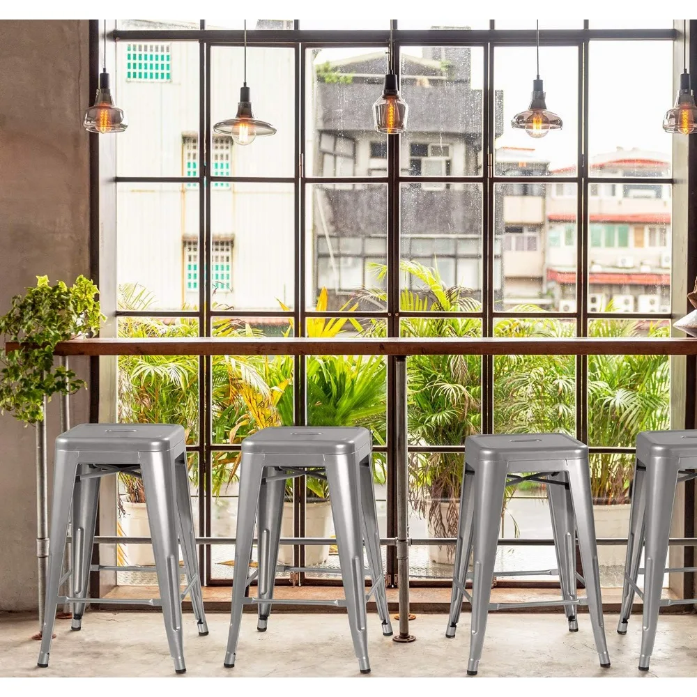 24 Inches Metal Bar Stools Bar Height High Backless Stools Indoor Outdoor Stackable Kitchen Stools Set of 4
24 Inches Metal Bar Stools Bar Height High Backless Stools Indoor Outdoor Stackable Kitchen Stools Set of 4