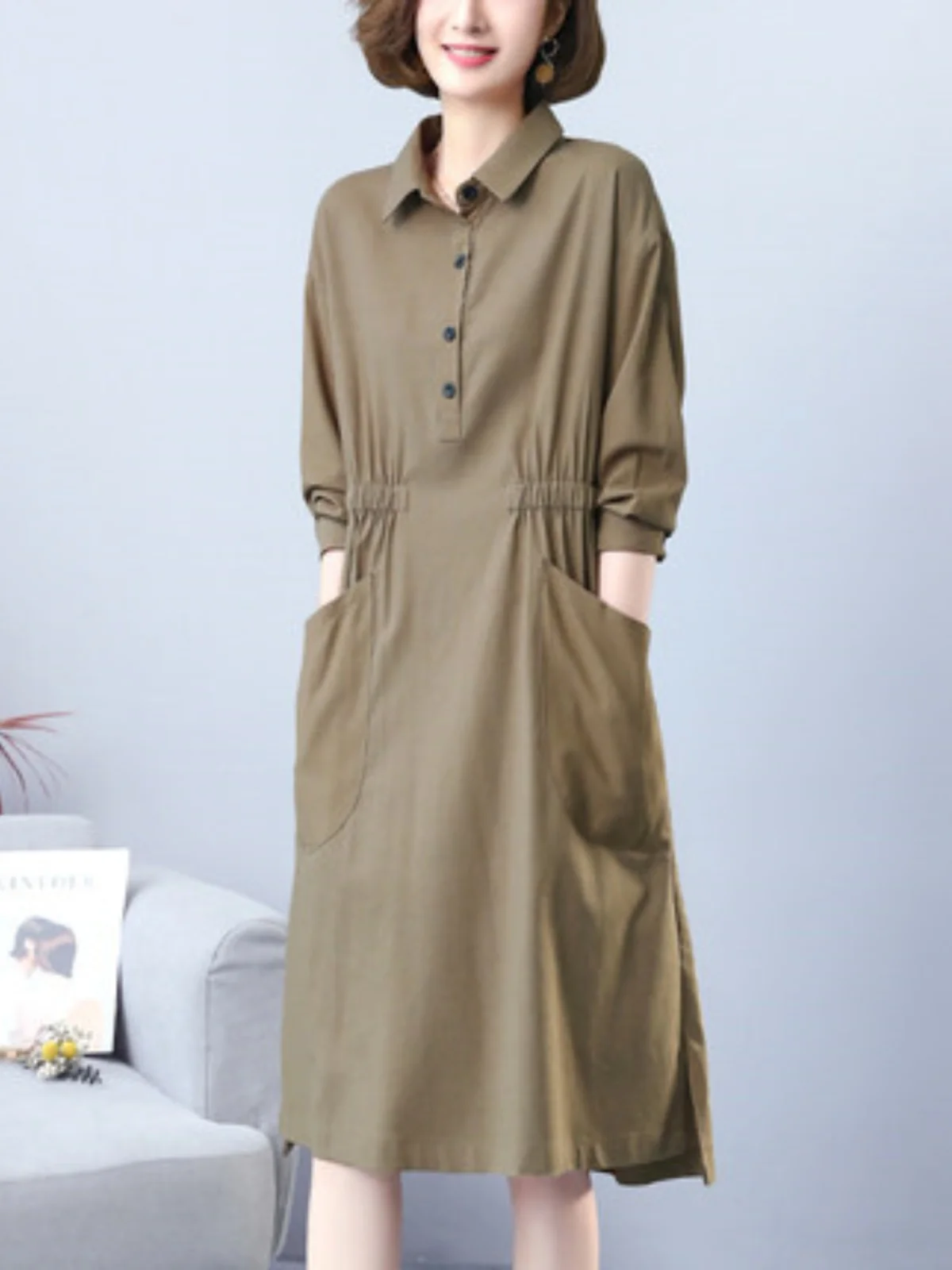Retro plus Size Women's Loose Fit irt Waist Cinching Long Sve Cotton Linen Dr High Waist A-Line Skirt Daily Wear
Retro plus Size Women's Loose Fit irt Waist Cinching Long Sve Cotton Linen Dr High Waist A-Line Skirt Daily Wear