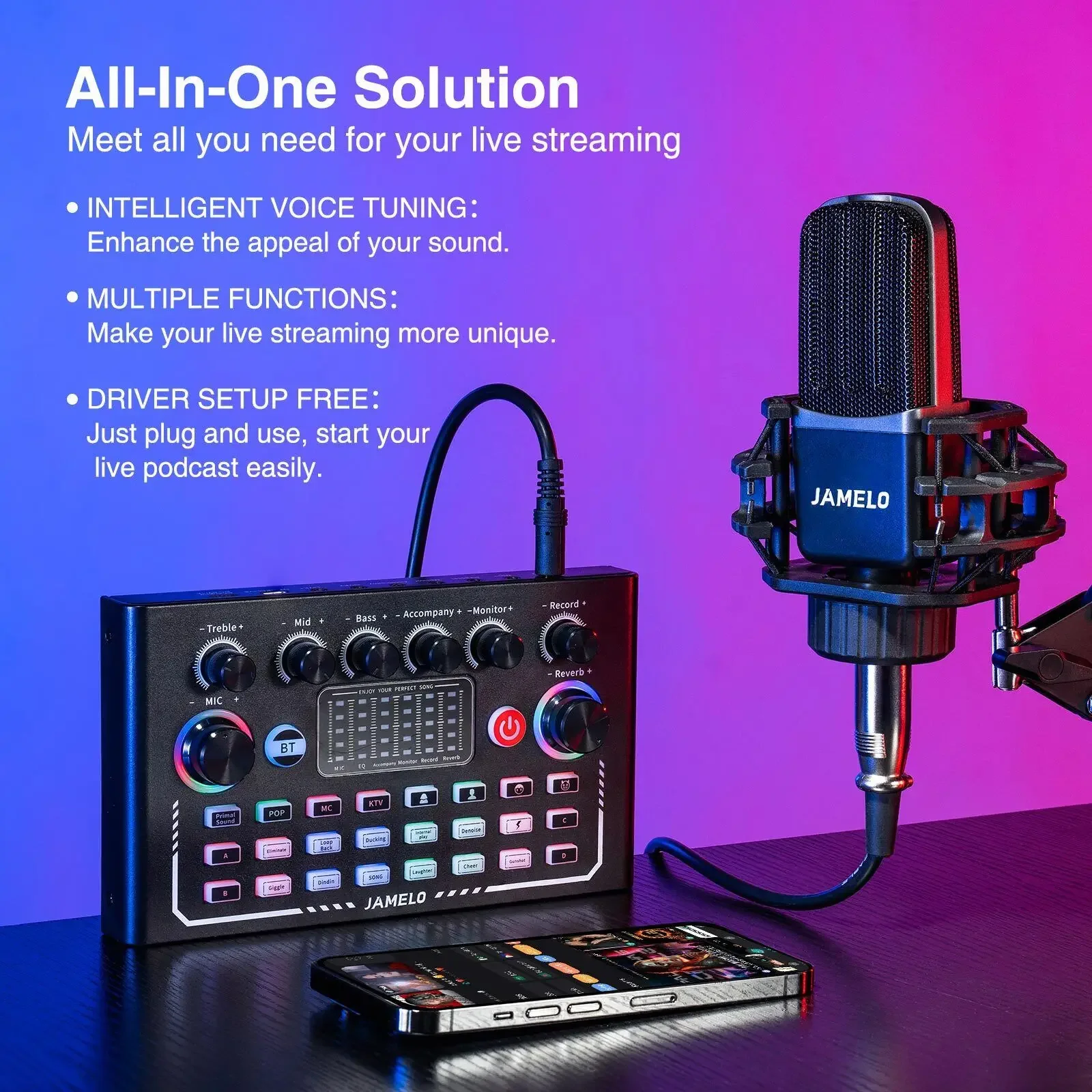 Multichannel Podcast Mixer - DJ Mixer Effects Voice Changer Bluetooth-compatible Mixer - Xlr/trs Inputs for Mic/instruments
Multichannel Podcast Mixer - DJ Mixer Effects Voice Changer Bluetooth-compatible Mixer - Xlr/trs Inputs for Mic/instruments