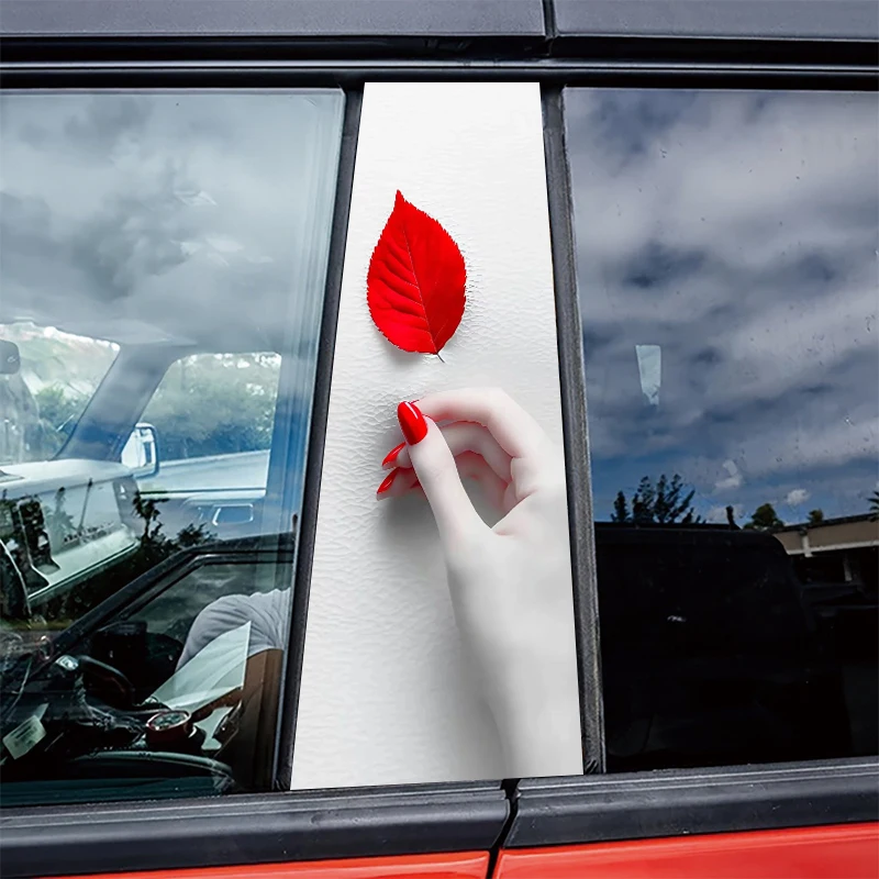 2 pieces of automotive B-pillar stickers Red Leaf & Manicured Hand Protective film, PVC material film
2 pieces of automotive B-pillar stickers Red Leaf & Manicured Hand Protective film, PVC material film