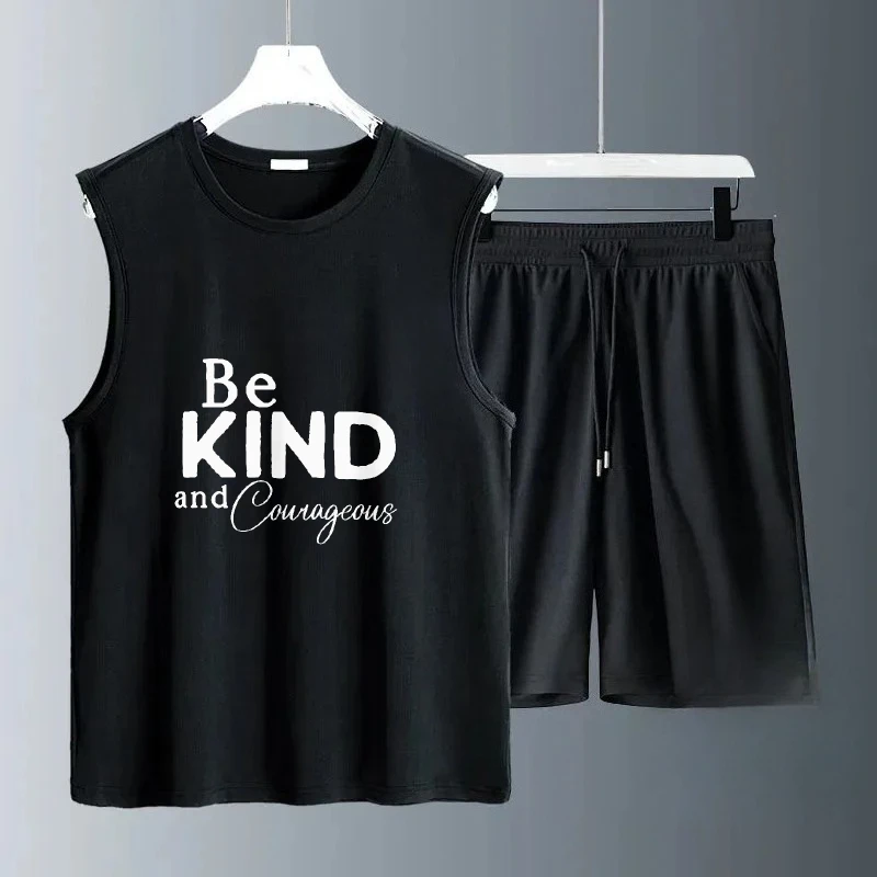2025 Men's Thin Casual Set Vest Included Trendy Loose Fit Summer Wear Soft and Comfortable Sports T-shirts+shorts two-piece set 
2025 Men's Thin Casual Set Vest Included Trendy Loose Fit Summer Wear Soft and Comfortable Sports T-shirts+shorts two-piece set