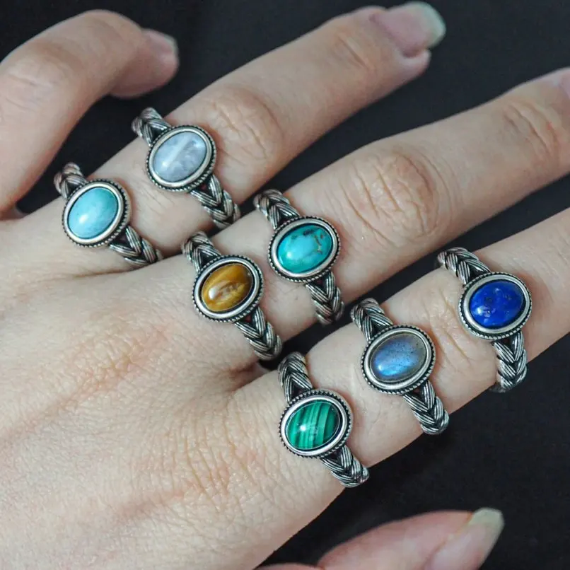 Handmade Natural Stone Rings Geometric Oval Vintage Antique Silver Plated Semi-precious Stone Gemstone Ring Holiday Gifts
Handmade Natural Stone Rings Geometric Oval Vintage Antique Silver Plated Semi-precious Stone Gemstone Ring Holiday Gifts
