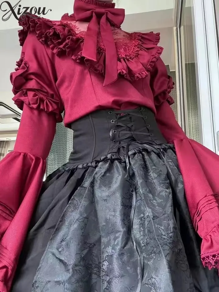 Women's Two-piece Set 2025 Spring Autumn Gothic Shirt Y2k Top Lolita Ruffle Long Sleeve Elegant Blouse and Skirt Suit
Women's Two-piece Set 2025 Spring Autumn Gothic Shirt Y2k Top Lolita Ruffle Long Sleeve Elegant Blouse and Skirt Suit