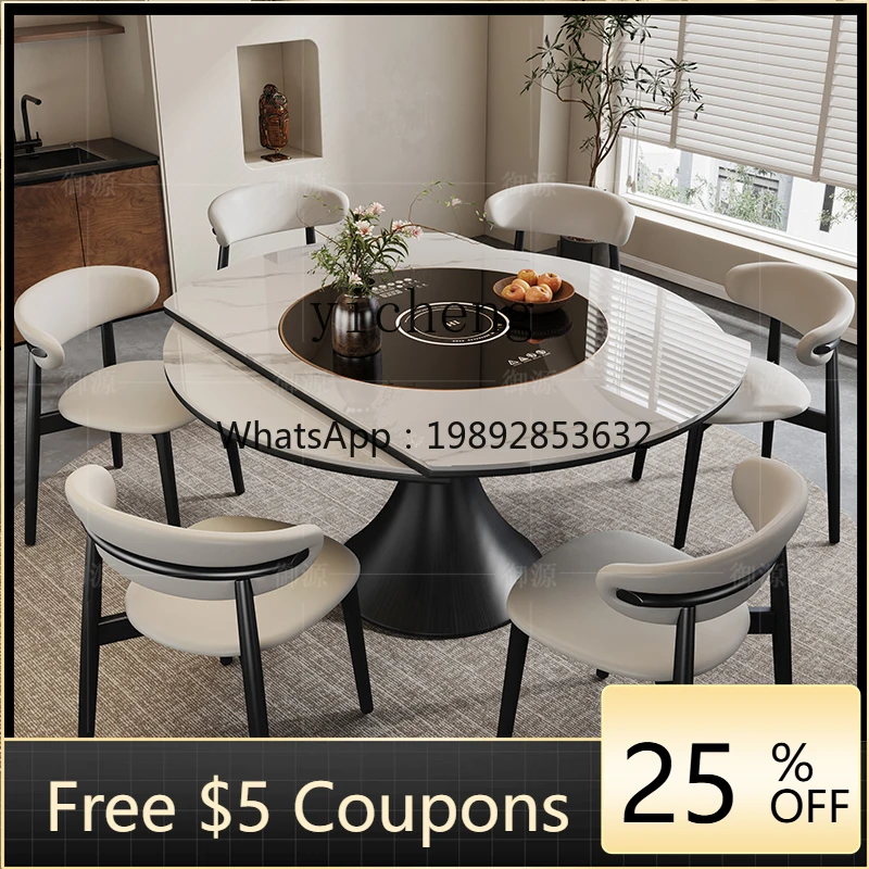 AA rock slab solid wood multi-functional variable round dining table household hot pot turntable retractable dining table
AA rock slab solid wood multi-functional variable round dining table household hot pot turntable retractable dining table