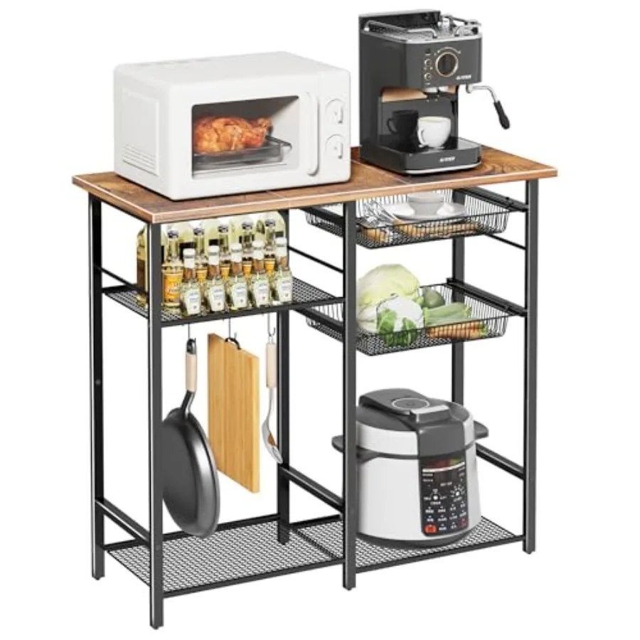 Kitchen Bakers RackMicrowave Stand with Storge 3-Tier Coffee Bar Station 6 S-Shaped Hook Kitchen Storage Shelf 33.7D x 14.9W x
Kitchen Bakers RackMicrowave Stand with Storge 3-Tier Coffee Bar Station 6 S-Shaped Hook Kitchen Storage Shelf 33.7D x 14.9W x