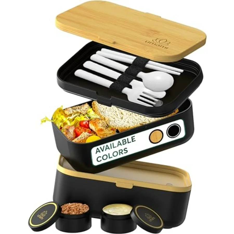 Umami Bento Box Adult AllIn1 with 4 Utensils 2 Sauce Jars 2 Dividers Bamboo Lid 100 Leakproof Microwave Dishwasher Safe Stackab
Umami Bento Box Adult AllIn1 with 4 Utensils 2 Sauce Jars 2 Dividers Bamboo Lid 100 Leakproof Microwave Dishwasher Safe Stackab