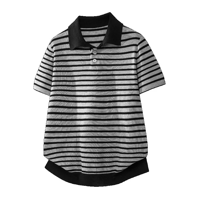 Men's Contrast Collar & Hem Striped Knit Polo Shirt Short Sleeve Button Placket Curved Hem Casual Breathable Summer Top
Men's Contrast Collar & Hem Striped Knit Polo Shirt Short Sleeve Button Placket Curved Hem Casual Breathable Summer Top