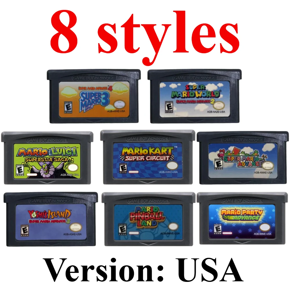 USA Mario Series GBA Game Cartridge Super Mario Advance Kart Party Luigi Wario Yoshi's Island SP Lite Classic Retro Video Game
USA Mario Series GBA Game Cartridge Super Mario Advance Kart Party Luigi Wario Yoshi's Island SP Lite Classic Retro Video Game