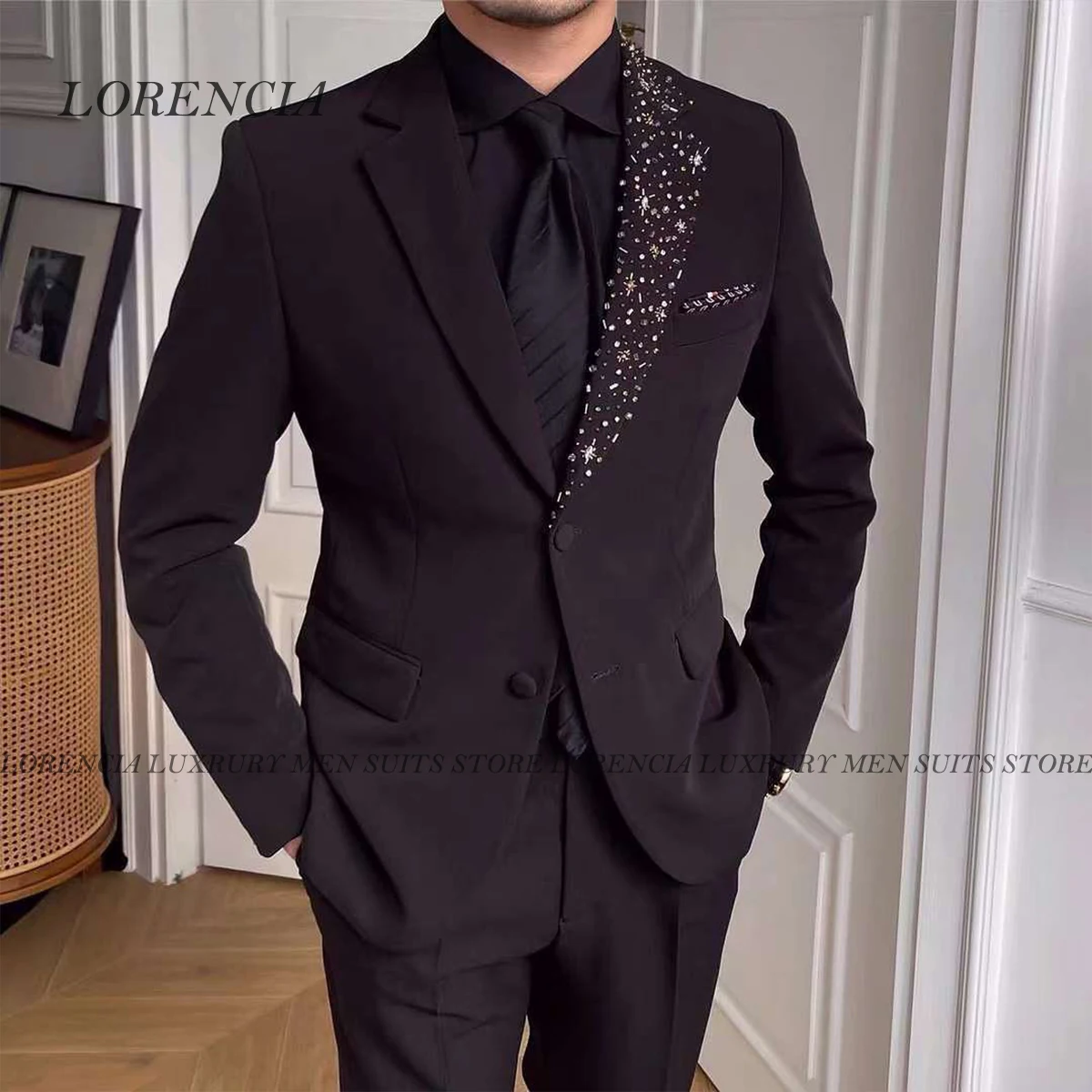 Glitter Customized 2 Piece Single Breasted Diamond Pearls Men Suits Crystal Groom Wear Tuxedos Ropa Hombre Wedding Prom Blazers
Glitter Customized 2 Piece Single Breasted Diamond Pearls Men Suits Crystal Groom Wear Tuxedos Ropa Hombre Wedding Prom Blazers