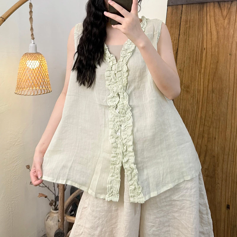 100% Linen Women Casual Tank Tops New 2025 Summer Vintage Style V-neck Plain Color Loose Female Sleeveless Tops Tees T673
100% Linen Women Casual Tank Tops New 2025 Summer Vintage Style V-neck Plain Color Loose Female Sleeveless Tops Tees T673
