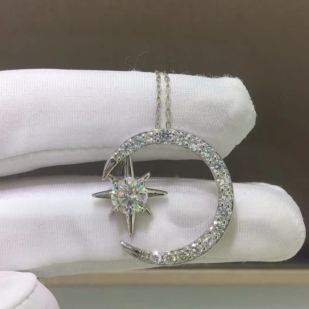 S925 1carat High Quality Moissanite Diamond Moon Star Pendant Fashion Elegance Jewelry Birthday Women Mature Charm Gift
S925 1carat High Quality Moissanite Diamond Moon Star Pendant Fashion Elegance Jewelry Birthday Women Mature Charm Gift