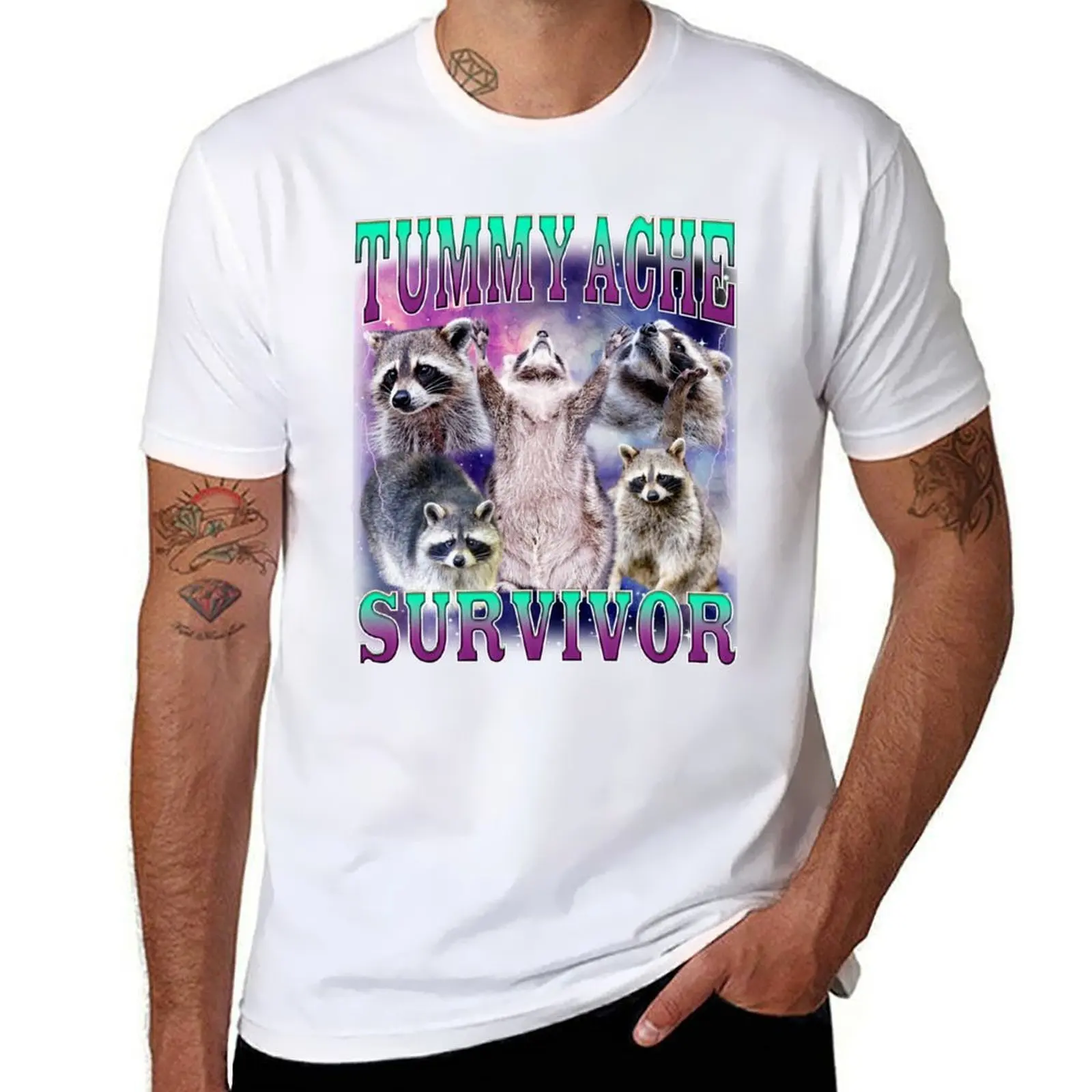 Tummy Ache Survivor Raccoon Meme T-Shirt man t shirt cotton high quality cotton t shirts man 100% T-Shirt
Tummy Ache Survivor Raccoon Meme T-Shirt man t shirt cotton high quality cotton t shirts man 100% T-Shirt