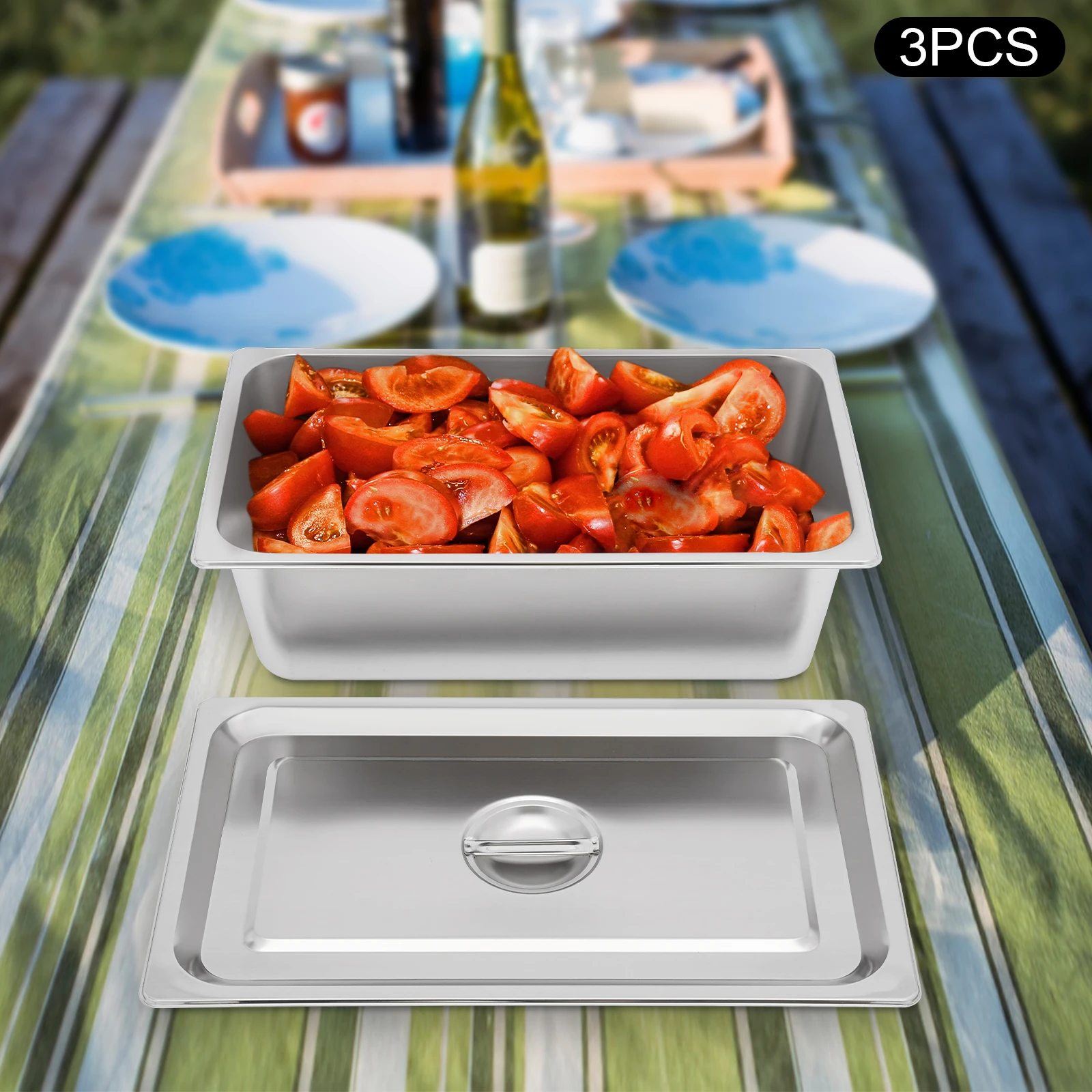 3pcs Stainless Steel Steam Table Pan Set W/ Lids – 11L/3.6QT Rectangular Food Pans for Buffet, Catering, Restaurant & Home Use
3pcs Stainless Steel Steam Table Pan Set W/ Lids – 11L/3.6QT Rectangular Food Pans for Buffet, Catering, Restaurant & Home Use