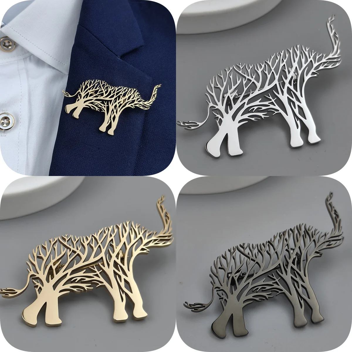 Creative Tree of Life Elephant Gold Plated Stainless Steel Brooch, Men's Suit Pin Black, High Quality Father Husband Gift Set
Creative Tree of Life Elephant Gold Plated Stainless Steel Brooch, Men's Suit Pin Black, High Quality Father Husband Gift Set
