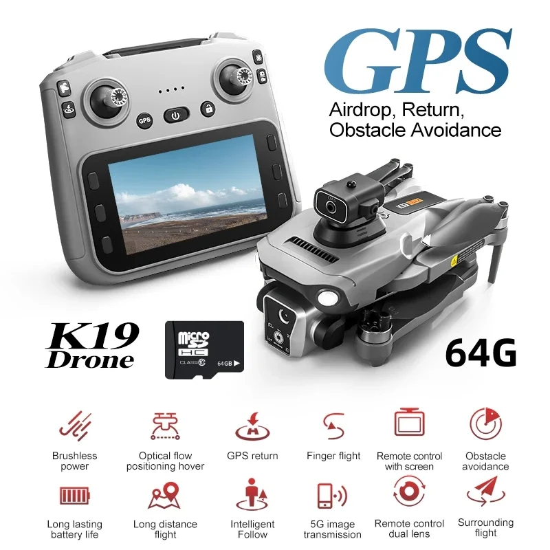 K19 Max 360°Laser Obstacle Avoidance Panoramic Shooting 5G GPS RC Airdrop Device Drone Positioning Optical Flow Positioning Gift
K19 Max 360°Laser Obstacle Avoidance Panoramic Shooting 5G GPS RC Airdrop Device Drone Positioning Optical Flow Positioning Gift