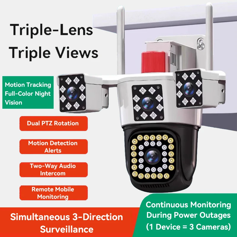FNK CCTV camera, 3 screens simultaneously display images, Full HD 18MP, waterproof IP67, alarm system, night color image, easy t
FNK CCTV camera, 3 screens simultaneously display images, Full HD 18MP, waterproof IP67, alarm system, night color image, easy t