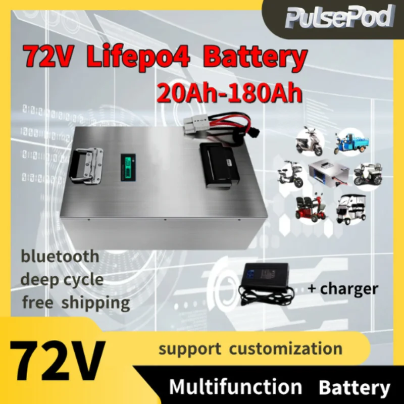 PulsePod 72V 20Ah 40Ah 60Ah 80Ah 100Ah 120Ah 150Ah 180Ah lifepo4 lithium battery for scooter inverter go cart motorcycle
PulsePod 72V 20Ah 40Ah 60Ah 80Ah 100Ah 120Ah 150Ah 180Ah lifepo4 lithium battery for scooter inverter go cart motorcycle