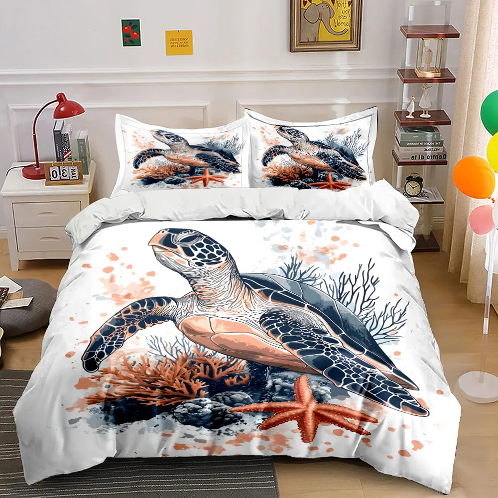 Sea Turtle and Coral Illustration Bedding Set for Kids Luxury Gift 3pcs Digital Print Comforter Set Soft Comfortable Breathable
Sea Turtle and Coral Illustration Bedding Set for Kids Luxury Gift 3pcs Digital Print Comforter Set Soft Comfortable Breathable